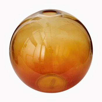 Vase - Sunray Saffron Glass Globe 10in