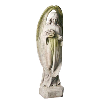 Statuary Angel Flowers 12W/34H White Moss