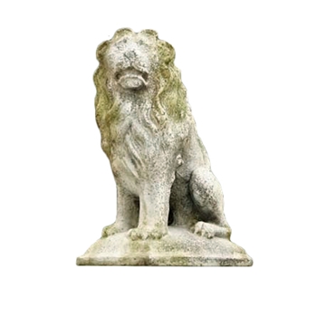 Statuary Lion Right 14W/24H White Moss