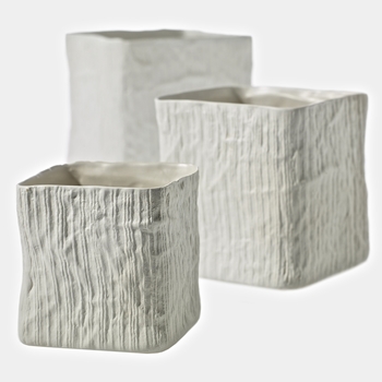 Linen Cube Vase LG 7IN