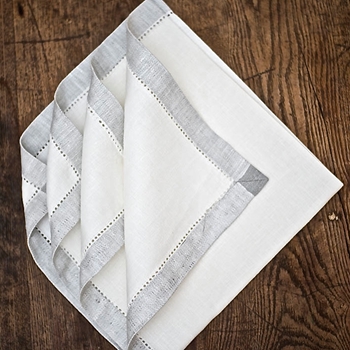 Linen Napkin Verone White/Grey 21SQ