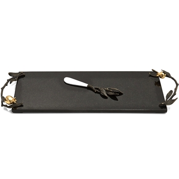 Aram Pomegranate Board W/Knife 17L/6W Black