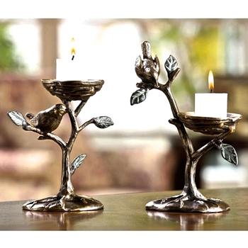 Bird Candlestand 7W/6H Bronze