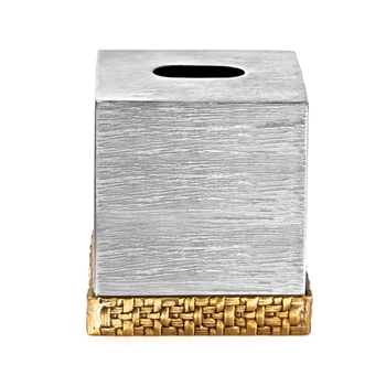 Aram Palm Gold Tissue Box 6in SQ