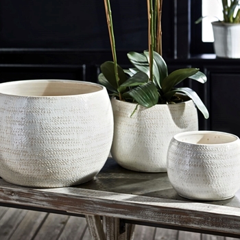 *Planter - Kayla Pot White 3 Sizes Set of 3 14IN, 11IN, 8IN