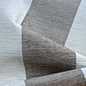 Chenille Stripe - Carnival Mocha Ivory 5in, 54in, 43% Rayon, 38% Cotton, 19% Polyester. Up the roll stripe.