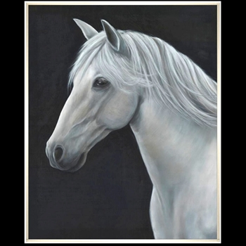 *56W/69H Framed Giclee - Faithful - White Silver Float. Gizelle Kelly