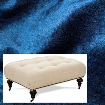 *Robin Bruce Pallenburg Otto Lapis  41W/31D/18H. Velvet - 50% Acrylic, 41% Poly, 9% Rayon. 51K DR  Antique Black Turned Legs, Pewter Castors & Black Nickel Nails