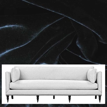 Robin Bruce Madeline Sofa Black Velvet 90W/40D/34H - 100% Polyester Velvet 70K DR, Grade CC.