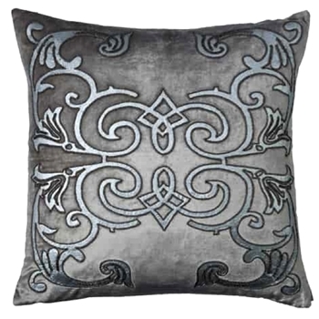 Lili Alessandra -  Mozart Platinum Silver Velvet Cushion 24SQ