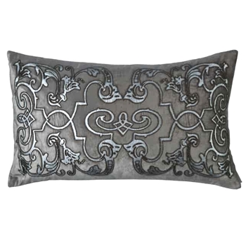 Lili Alessandra - Mozart Platinum Silver Velvet Cushion 30W/18H