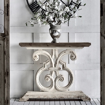 Console - Scroll White Wash 43W/14D/36H