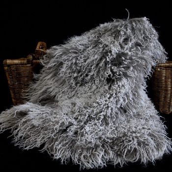 Tibet Mongolian Fur Pebble Grey Throw 47X23