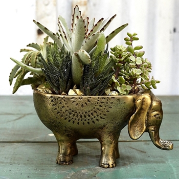 Planter Elephant Ezzie 8IN Brass