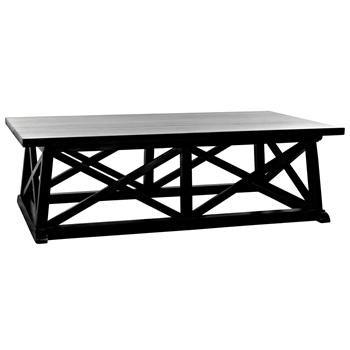 Coffee Table - Sutton  60x34x18.5H Hand Rubbed Black Solid Mahogany Wood