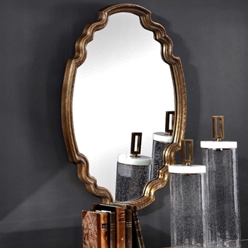*25W/35H Mirror - Ariane Gold Scallop Vanity