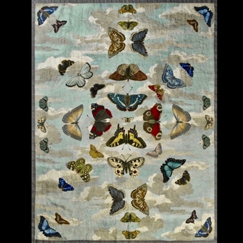 Designers Guild Throw - John Derian - Butterflies Sky 71x51 Heavy Linen