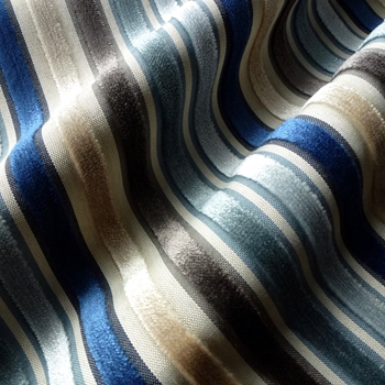 Velvet Stripe - Myriad Blues - 55in, 50% Polyester, 50% Rayon up the roll stripe. 45K DR  Repeat 3.5H