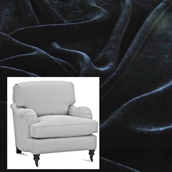 Robin Bruce - Brooke Armchair Black 31W/37D/35H. 100% Polyester Velvet, 70K DR Grade CC,  Antique Black Turned Legs, Brass castors.