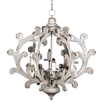 *Chandelier - Fiddle Globe White Wash 25W/26H
