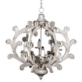 Chandelier - Fiddle Globe White Wash 25W/26H