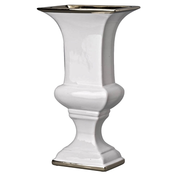 *Urn - Elliot White Silver 8x5x14in