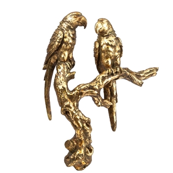 Bird - Gold Parrots 10x4x13H - Wall Mount