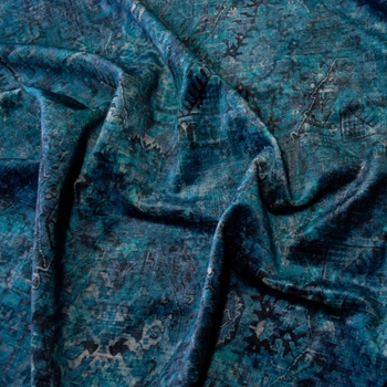 Velvet Printed - Totally Floored Midnight Lapis 19% Polyester, 54% Viscose, 27% Cotton 54in, 51K DR, Repeat 27H x 25V