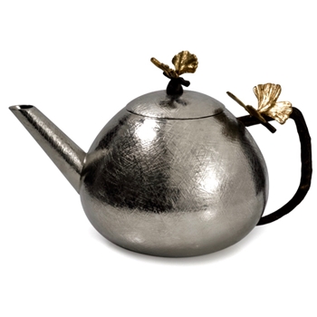 Aram Butterfly Ginkgo Teapot Round 56OZ 9in