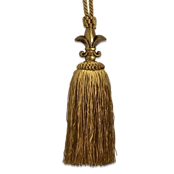 Key Tassel - Fleur D/Lys Gold 7IN