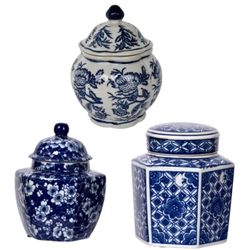 Jar - Delft Ginger Pot Asst Patterns 6IN