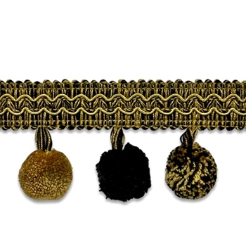 Ball Fringe - Classic 2IN Safari Black/Gold