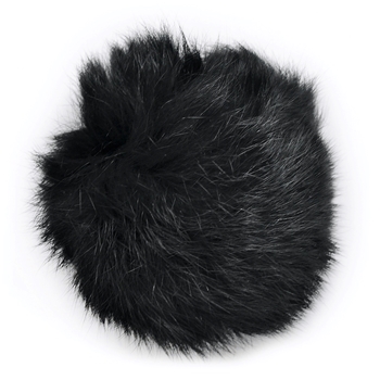 Applique - Pom Pom - Black Rabbit Fur 4IN