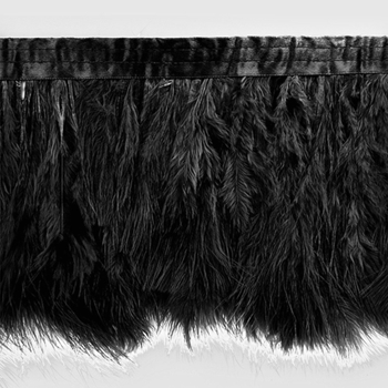 Feather Fringe - Black Tristan Ostrich 6-8IN - Sold per Metre