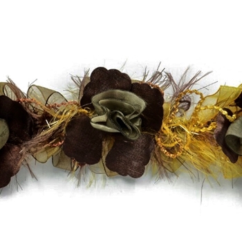 Trim - Ruche Flower Macey Eyelash 3InW per Metre Safari