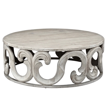*Coffee Table - Acanthus White Washed Solid Pine 42W/17H