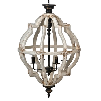 *Chandelier - Quatrefoil Finial Pendant Farmhouse White 24W/35H