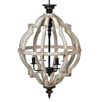 Chandelier - Quatrefoil Finial Pendant Farmhouse White 24W/35H