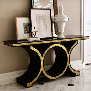 Console - Link - Black Lacquer & Gold Leaf 72W/15D/33H