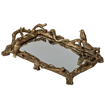 Tray - Bird & Vine Gold/Mirror 17L/9H/5H