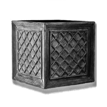 Planter - Lattice Cube BOX 25IN Dusted Black Fiberglass