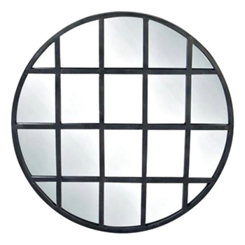 *36W/36H Mirror - Grid Round Patina Iron