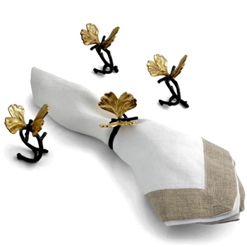 Aram Butterfly Ginkgo Napkin Ring Set of 4