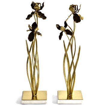 Aram Black Iris Candlestick Pair 6W/4D/15H