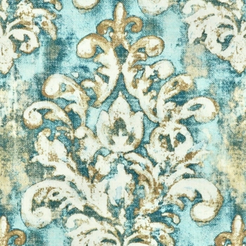 *Print - Linen Cotton - Orleans Aqua Mineral, 54in, 75% Cotton, 25% Linen, 300Gram. Repeat 27H x 27V  20K DR