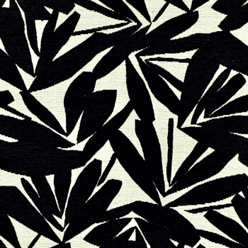Chenille Jacquard - Black & White Kilwa Ebony - 57in, 100% Polyester, Repeat - 14.25H, 26V, 48K DR