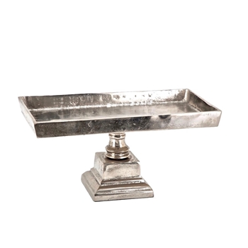 Tray - Pedestal Alston Raw Aluminium Small 14x8x8H