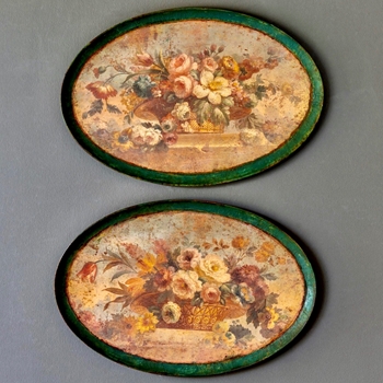 *25W/17H Framed Oval - Classic Vintage Floral Tray 2 Styles Sold Individually