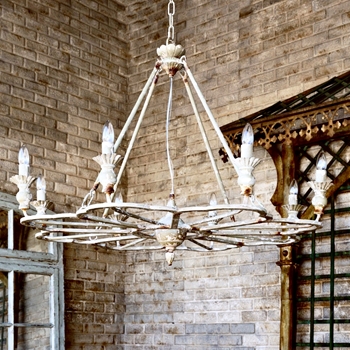 Chandelier _ French Follie Antique Bisque 40W/29H