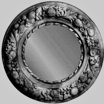 *43W/43H Mirror - Pomegranate Soot Fiberstone - Indoor Outdoor